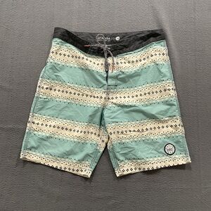 Katin Boardshorts Mens 30 Green Gray USA Swim Surf 8" Inseam Design Beach